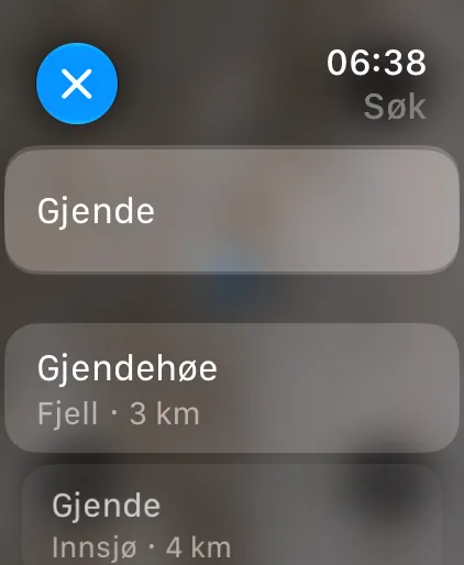 iLende på Apple Watch: Søk i området