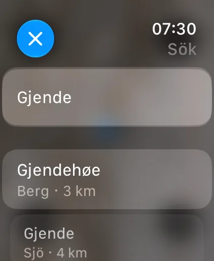 iLende på Apple Watch: Sök i området
